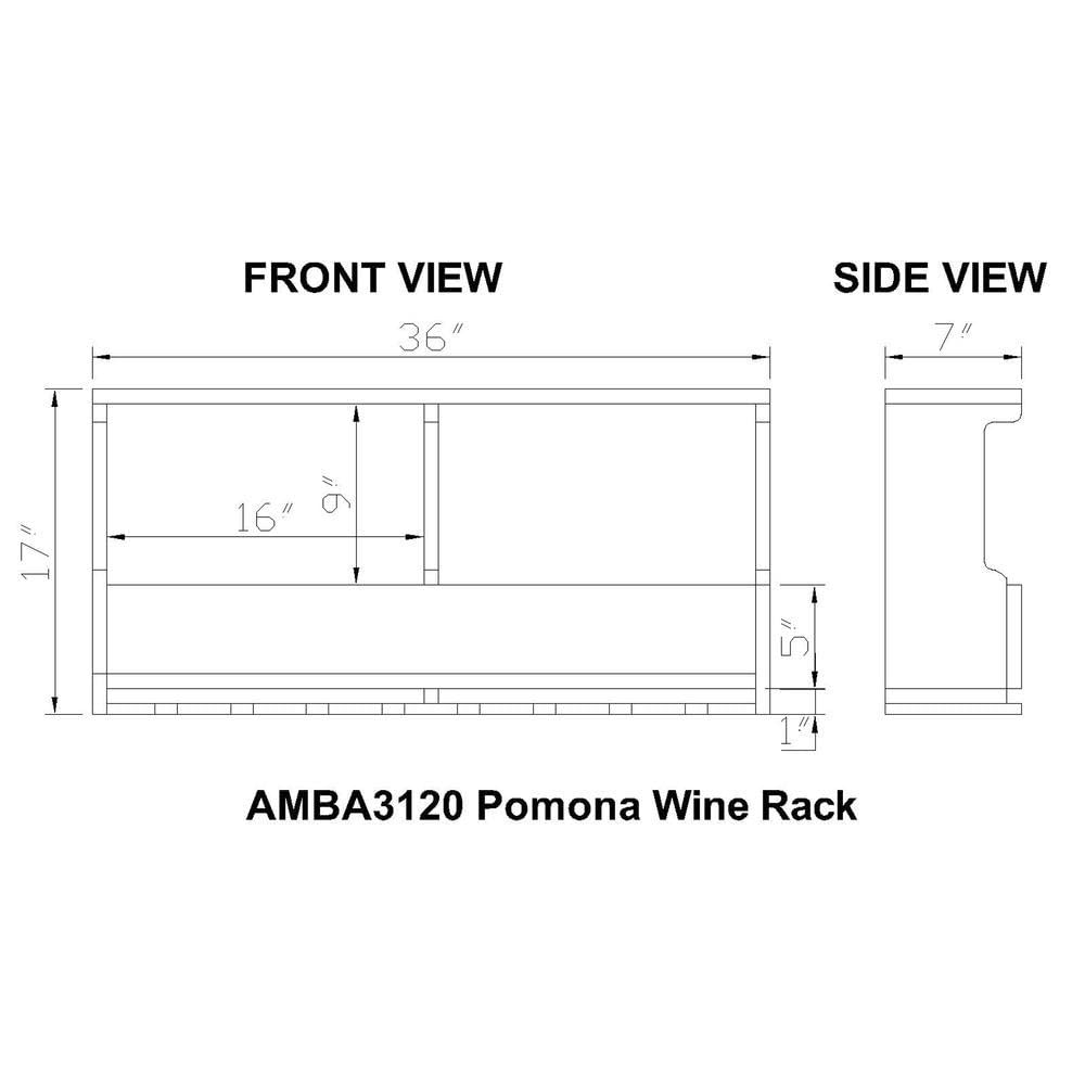 Alaterre Furniture Pomona Wall-Mounted Solid Pine/Reclaimed Wood Wine Rack with Glass Holder and Shelf Ledge, Rustic Industrial Home Bar Furniture with Natural Finish | Holds 8 Standard Wine  - WoodArtSupply