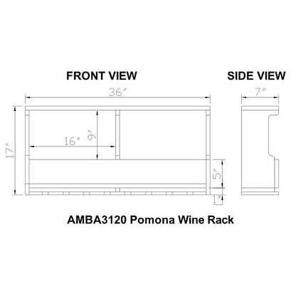 Alaterre Furniture Pomona Wall-Mounted Solid Pine/Reclaimed Wood Wine Rack with Glass Holder and Shelf Ledge, Rustic Industrial Home Bar Furniture with Natural Finish | Holds 8 Standard Wine  - WoodArtSupply