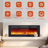 40" Electric Fireplace, Recessed and Wall Mounted Fireplace with Smart WiFi Infrared Linear Fireplace Heater 120v/1500w &12 LED Flame Colors & Timer Remote, Low Noise Operation LIZHOUMIL