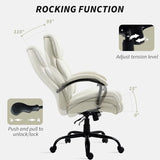 Vinsetto Big and Tall Executive Office Chair 485lbs with Wide Seat, High Back Computer Desk Chair with Tilt, Adjustable Height, Cream White Vinsetto