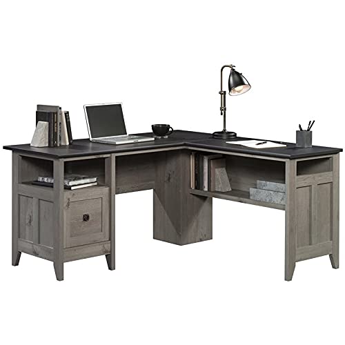 Sauder August Hill L-Shaped Home Office Desk, L: 59.06" x W: 58.74" x H: 29.25", Mystic Oak finish Sauder