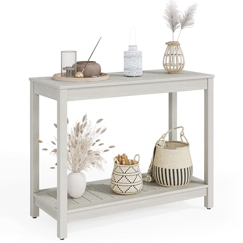 DWVO 38.3" Outdoor Bar Table Console Table, HIPS Material Indoor Outdoor Multifunctional Buffet Bar Storage Organizer with Adjustable Feet (Grey) DWVO