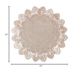 European Antique Jacquard Lace Table Doilies,Small Farmhouse Linen Embroidered Table Topper Scarf Place Mat RusticTable Cover (Flower Shape, Diameter 23.5Inch) VIRFONOR