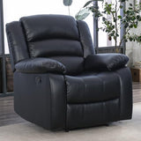 EBELLO Classic Manual Recliner Chair, Faux Leather Recliner Sofa with Overstuffed Arms and Back Single Reclining Couch for Living Room, Bedroom, Black