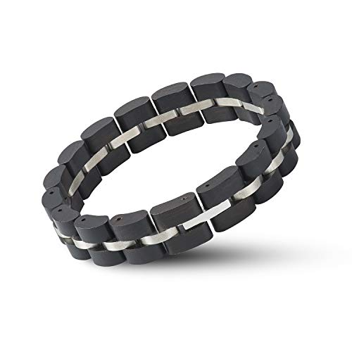 BOBO BIRD Womens Wooden Bracelet Stylish Wood & Stainless Steel Combined Adjustable Wooden Bangle Jewelry (S04-1) BOBO BIRD