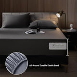Shilucheng Queen Sheet Sets, Blend Rayon Derived from Bamboo, Breathable & Cooling Bed Sheets 4 Piece, Deep Pocket Up to 16", Hotel Silky Bedding for Hot Sleepers, Dark Grey