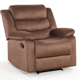 ANJ Manual Recliner Chair for Adults, Velvet Reclining Chair with Padded Arms and Overstuffed Backrest, Single Recliner Sofa for Living Room, Dark Brown