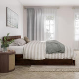 AFI, Wesley King Platform Bed with Panel Footboard & Twin XL Trundle, Walnut AFI