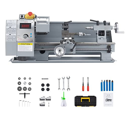 CREWORKS 8"x14" Mini Metal Lathe Machine with 600W Metal Gear Brushed Motor, 50-2250 rpm Metal Turning Cutting Drilling Benchtop Metal Lathe with - WoodArtSupply