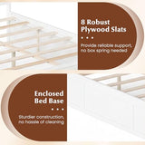 Giantex Full Size Bed Frame with Storage Drawers, Wood Platform Bed with Headboard, Solid Mattress Foundation w/Wooden Slat Support & Enclosed Base, No Box Spring Needed (White, Full) Giantex