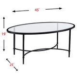 SEI Furniture Quinton Metal/Glass Oval Cocktail Table - Black, 45 in x 25 in x 19 in SEI Furniture