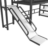 Bellemave Twin Size Metal House Loft Bed with Slide and Stairs,Heavy Duty Playhouse Loft Bed Frame with Storage Shelves for Kids,Teens,Adults,Black Bellemave