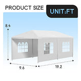 FDW Party Tent 10'x20' Outdoor Canopy Party Wedding Tent Garden Gazebo Pavilion Cater Events -4 Removable Sidewalls,White FDW