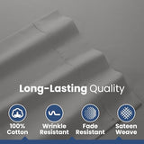 3 Piece Twin Sheet Set | 400 Thread Count | Twin Bed Sheets Set | Lightweight Breathable 100% Cotton Sheets | Wrinkle Resistant & Fade Resistant Sateen Sheets | Silky Soft & Durable | Gray Martex