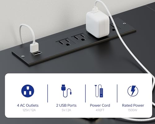 Pamray 71 Inch Large Computer Desk with Power Outlets,U Shaped Corner Desk for Home Office Work and Gaming Black Pamray