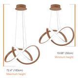 MAYNA Modern LED Chandelier, LED Pendant Light in Wood Finish, Adjustable Height Chandeliers with Irregular Ring, Modern Chandeliers for Dining Room Kitchen Island Living Room Bedroom, 6000K Daylight MAYNA