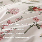 OAITE Duvet Cover King Size - 100% Cotton Comforter Cover Floral Duvet Cover Sets 3-PC, Breathable Duvet Cover with Zipper Closure & Corner Ties OAITE
