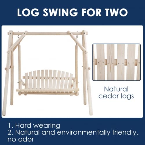 Heavy Duty 650 LBS Wooden Swing Frame, Wooden Patio Swing Chair Bench, Bench Swing with Hanging Chains,for Yard Patio Garden Upgraded A-Frame Porch Swing Bench Stand,Natural