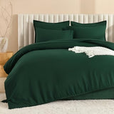 Litanika Queen Comforter Set Dark Emerald Green - 7 Pieces Bed in a Bag Queen Bedding Comforter Sets, Solid Lightweight Bed Set with Comforter, Sheets, Pillowcases & Shams Litanika