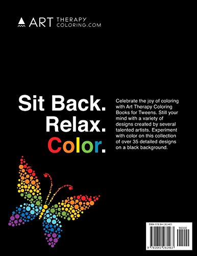 Tween Coloring Book: Black Background Vol 1: Colouring Book for Teenagers, Young Adults, Boys, Girls, Ages 9-12, 13-16, Cute Arts & Craft Gift, Detailed Designs for Relaxation & Mindfulness