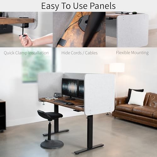 VIVO Clamp-on/Screw-on 60 x 24 inch Privacy Panel, Sound Absorbing Cubicle Desk Divider, Acoustic Partition, Gray, PP-1-V060G VIVO