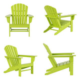 WestinTrends Dylan Adirondack Chair, All Weather Resistant Poly Lumber Outdoor Patio Chairs, Seashell Slat Curved Back, Widen Seat Armrest, Color Stay, Imitation Wood Texture, Lime Green WestinTrends