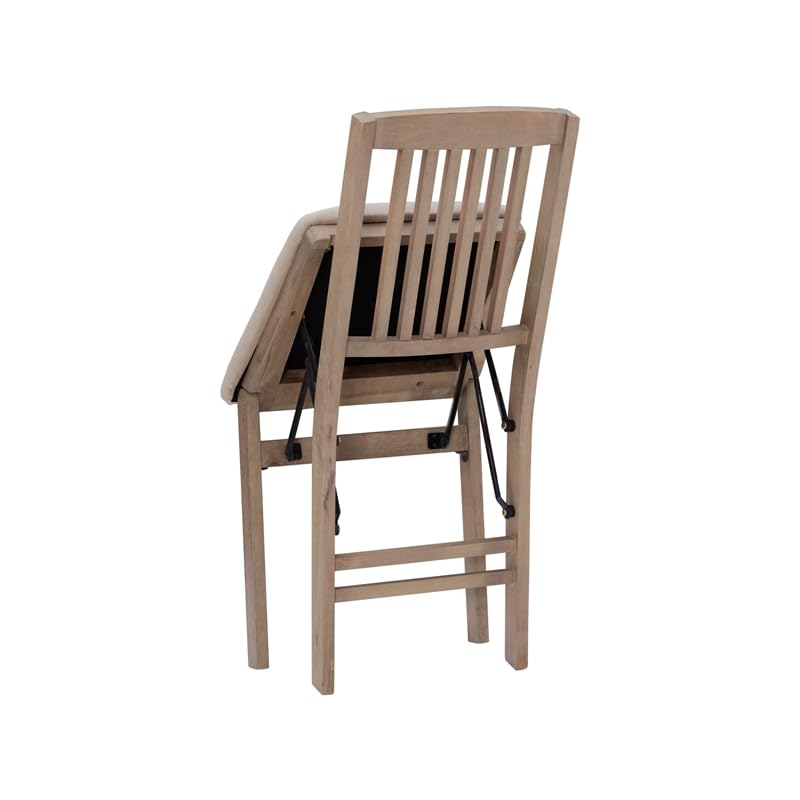 Linon Triena Mission 19" Transitional Wood Back Folding Chairs with Padded Seat, Fully Assembled in Graywash (Set of 2) Linon