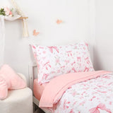 Jundetye Toddler Bedding Set for Girls 4 Pieces Pink Rose, Soft Breathable Toddler Comforter Set, Bow Flower Print, Includes Reversible Comforter, Fitted Sheet and Flat Sheet, Pillowcase Jundetye