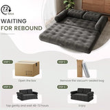 DSNAPE 59" Convertible Sofa Bed, 5-in-1 Folding Loveseat Sleeper Chair with Pillows Removable Armrests, Fold Out Boneless Couch Futon Floor Mattress Lounge for Apartment Dorm Living Room - Grey, Full DSNAPE