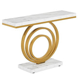 LITTLE TREE 41-Inch Modern Console Table, Gold Entryway Table for Living Room, Hallway, Entry, Gold + White LITTLE TREE