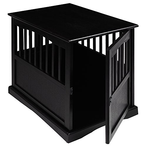 Casual Home Wooden Indoor Dog Crate House Kennel End Table Night Stand Furniture with Lockable Latch for Small to Medium Pets, Black Casual Home