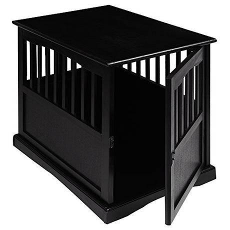 Casual Home Wooden Indoor Dog Crate House Kennel End Table Night Stand Furniture with Lockable Latch for Small to Medium Pets, Black Casual Home