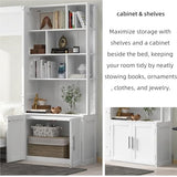 Merax 83.8" Tall Solid Wood Full Size Murphy Bed Cabinet with Multiple Storage Shelves and Cabinet, Foldable Hidden Platform Bedframe for Home, Bedroom, Small Room, Apartment Merax