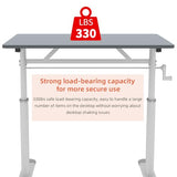 NALLBEIRRAA Standing Desk 47" Height Adjustable Small Desk with Hand Crank, Computer Table Writing Desk for Home Office, Grey NALLBEIRRAA