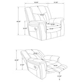 Coaster Home Furnishings - Conrad - Leatherette Upholstered Glider Recliner Chair with Overstuffed Arms, Pocket Coil Seating, and Ergonomic Lever - Living Room - 33-Inch - Gray - 650356 Coaster Fine Furniture