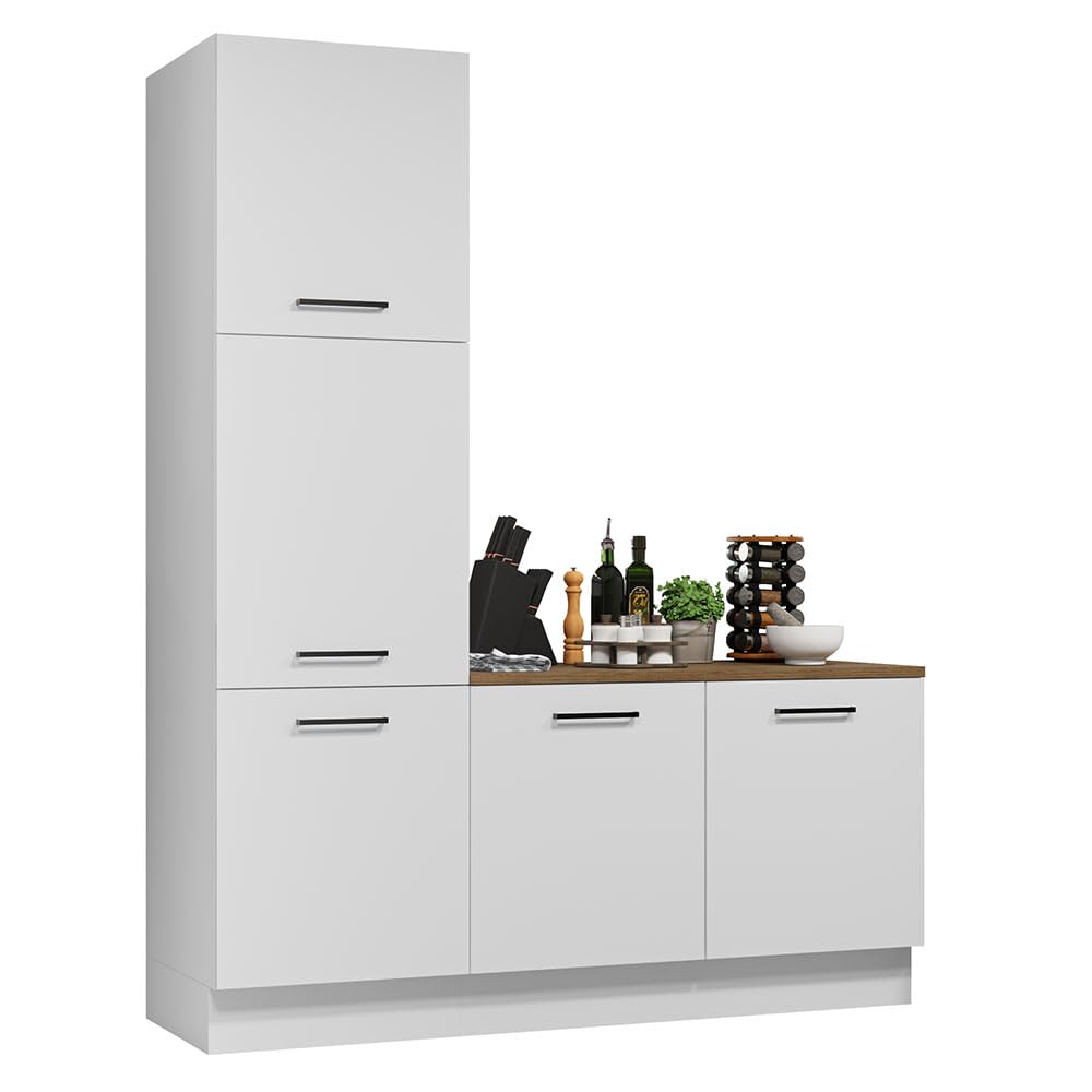 Madesa Hazel Kitchen Set 70" L Pantry Storage and Base Cabinet Engineered Wood Multiple Compartments Organization Unit - White Madesa