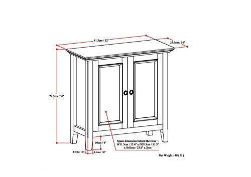 SIMPLIHOME Amherst SOLID WOOD 32 inch Wide Transitional Low Storage Cabinet in Hickory Brown for the Living Room, Entryway and Family Room - WoodArtSupply