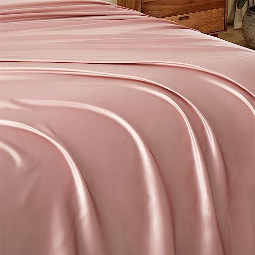 Ersmak Satin Flat Sheet Only, Single Flat Sheet Queen, Luxury & Ultra Soft Silky Bedding Top Sheet for Queen Mattress - Champagne Ersmak