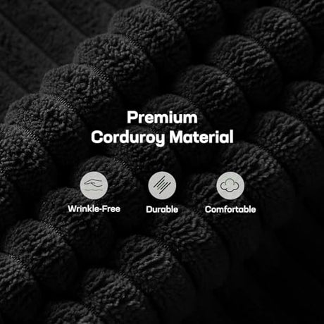 Marsail Futon Sofa Bed, 66” Futon Couch with Adjustable Backrest & Armrests, Convertible Small Sleeper Sofa Bed for Small Apartments, Study Room, Office, Corduroy Loveseat, Black Marsail
