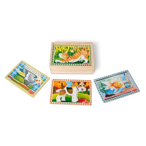 Melissa & Doug Pets 4-in-1 Wooden Jigsaw Puzzles in a Storage Box (48 pcs) - FSC Certified