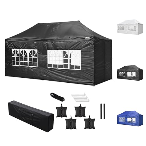 Yescom 10x20' Heavy Duty Enclosed Pop Up Canopy Folding with 4 Sidewalls for Outdoor Event Vendor Farmer Flea Market Tent Yescom