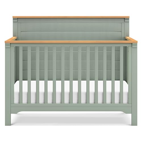 DaVinci Shea 4-in-1 Convertible Crib in Light Sage and Honey, GREENGUARD Gold Certified