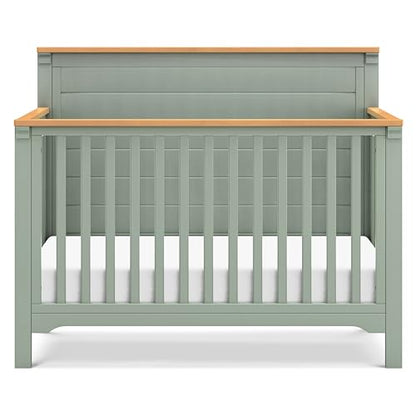 DaVinci Shea 4-in-1 Convertible Crib in Light Sage and Honey, GREENGUARD Gold Certified