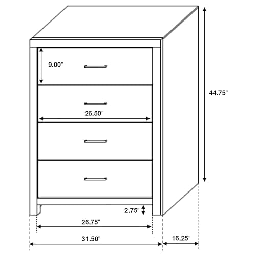 Coaster Home Furnishings Brantford Farmhouse Wood 4-Drawer Bedroom Chest of Drawers Chiffonier Clothing Storage Cabinet Bedroom Armoire Tall Dresser Organizer Unit Coastal White 207055 Coaster Fine Furniture