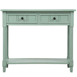 Knocbel Antique Entry Console Table with Drawers & Bottom Open Shelf, Wood Sofa Tables for Entryway Hallway Living Room, 35.43" W x 13.8" D x 30.25" H, Retro Blue Knocbel
