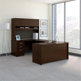 Bush Business Furniture Series C 60W Left Handed Bow Front U Shaped Desk with Hutch and Storage in Mocha Cherry Bush Furniture