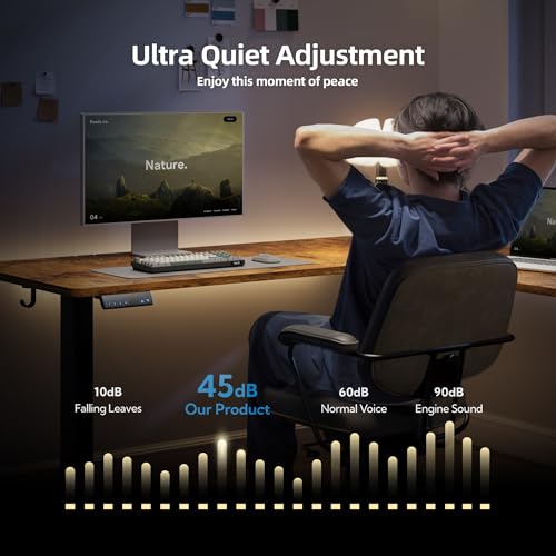 YDN L Shaped Standing Desk, Electric Standing Desks L Shape Adjustable Height Dual Motor, 63 x 55 Inch Corner Standing Desks with Splice Board for Home Office, Large Standing Desk, Rustic Brown YDN