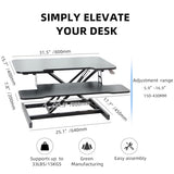 Juyancao Standing Desk Converter, 32" Height Adjustable Sit to Stand Up Workstation, Dual Monitor Desk Riser with Keyboard Tray, Black Desktop Tabletop Riser Laptop for Home Office Juyancao