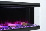 88" 3-Sided Smart Electric Fireplace, Ultra-Narrow Frame, Alexa/WiFi App Control, Panoramic Multicolor LED Flames, Realistic Log, 1500/3000W PTC Ceramic Heating MONDAWE