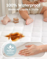 Yoofoss Waterproof Crib Mattress Protector 2 Pack, Quilted Crib Mattress Pad Cover Ultra Soft and Breathable, Machine Washable Toddler Mattress Protector for Standard Baby Crib Size 52''x28'' Yoofoss